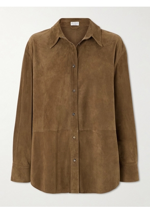 Brunello Cucinelli - Bead-embellished Suede Shirt - Brown - IT38,IT40,IT42,IT44,IT46