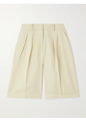 The Frankie Shop - Bilbao Pleated Lyocell And Linen-blend Shorts - Neutrals - XS,S,M,L,XL