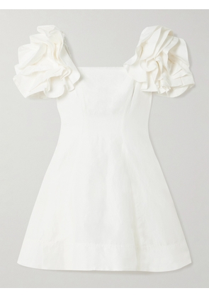 Aje - Twyla Ruffled Poplin Mini Dress - Ivory - UK 4,UK 6,UK 8,UK 10,UK 12,UK 14,UK 16