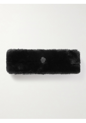 TOTEME - Leather-trimmed Shearling Headband - Black - One size