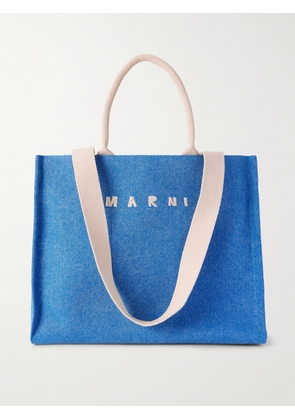 Marni - Large East West Logo-embroidered Denim Tote - Blue - One size