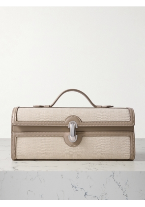 Savette - Slim Symmetry Pochette Leather-trimmed Herringbone Linen Tote - Neutrals - One size