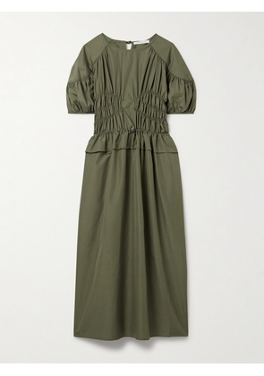 Cecilie Bahnsen - Betsy Shirred Recycled-shell Midi Dress - Green - UK 6,UK 8,UK 10,UK 12,UK 14