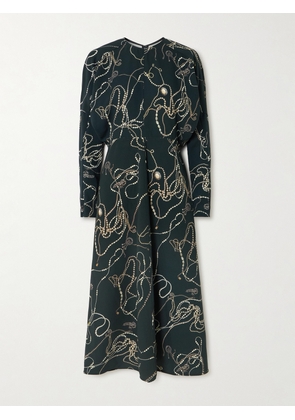 Victoria Beckham - Paneled Printed Crepe Midi Dress - Green - UK 4,UK 6,UK 8,UK 10,UK 12,UK 14,UK 16