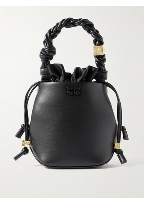 GANNI - Bou Embellished Braided Leather Bucket Bag - Black - One size