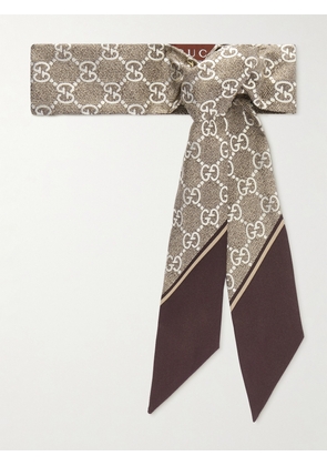 Gucci - Printed Silk-twill Scarf - Neutrals - One size