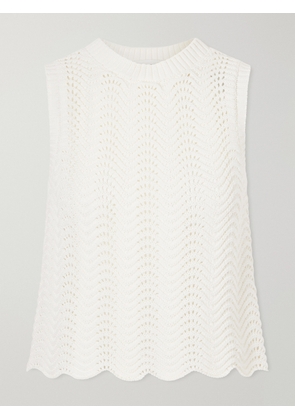 Loulou de Saison - Vittoria Crocheted Cotton Top - Ivory - x small,small,medium,large,x large