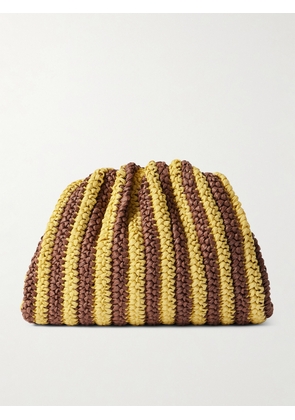 Loeffler Randall - Bailey Striped Crocheted Raffia Clutch - Brown - One size