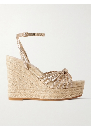 Loeffler Randall - Pamela Mignon Metallic Leather Platform Wedge Sandals - Gold - US5.5,US6,US6.5,US7,US7.5,US8,US8.5,US9,US9.5,US10,US10.5,US11