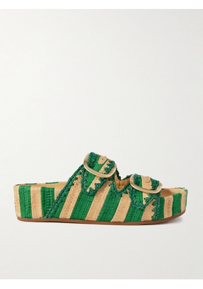 Loeffler Randall - Theo Two-tone Raffia Sandals - Green - US5,US5.5,US6,US6.5,US7,US7.5,US8,US8.5,US9,US9.5,US10,US10.5,US11,US12