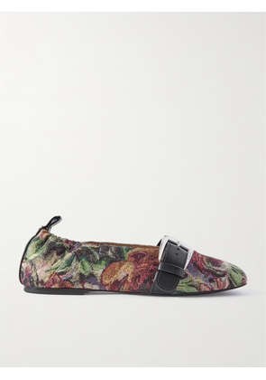 GANNI - Leather-trimmed Canvas-jacquard Ballet Flats - Multi - IT36,IT37,IT38,IT39,IT40,IT41,IT42