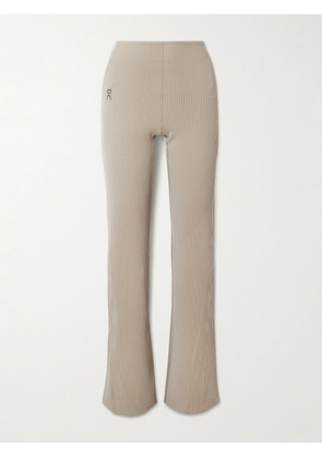 ON - All-day Striped Ribbed Stretch Recycled-jersey Flared Pants - Neutrals - x small,small,medium,large,x large,xx large