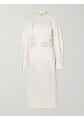 TOTEME - Double-breasted Draped Satin Trench Coat - Off-white - DK32,DK34,DK36,DK38,DK40,DK42