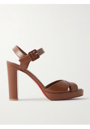 Christian Louboutin - Cora 100 Leather Platform Sandals - Brown - IT35,IT35.5,IT36,IT36.5,IT37,IT37.5,IT38,IT38.5,IT39,IT39.5,IT40,IT40.5,IT41,IT41.5,IT42