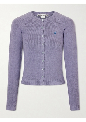 Acne Studios - Embroidered Organic Cotton-blend Cardigan - Purple - xx small,x small,small,medium,large
