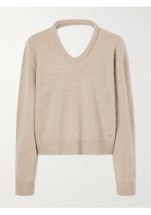 Acne Studios - Leather-trimmed Wool Sweater - Neutrals - xx small,x small,small,medium,large