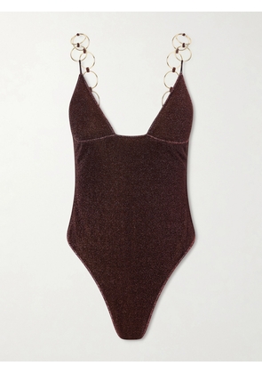 Oséree - Lumière Embellished Metallic Swimsuit - Brown - small,medium,large,x large