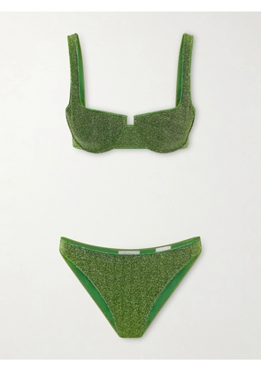 Oséree - Lumière Metallic Balconette Bikini - Green - small,medium,large,x large