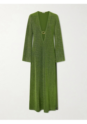 Oséree - Lumière Metallic Stretch-knit Kaftan - Green - small,medium,large,x large