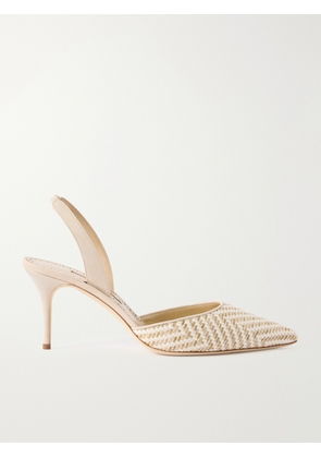 Manolo Blahnik - Carolyne Raffia Slingback Pumps - Neutrals - IT35,IT36,IT36.5,IT37,IT37.5,IT38,IT38.5,IT39,IT39.5,IT40,IT40.5,IT41,IT41.5,IT42,IT43