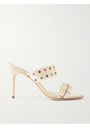 Manolo Blahnik - Ralotapla 90 Printed Twill Mules - Cream - IT36,IT36.5,IT37,IT37.5,IT38,IT38.5,IT39,IT39.5,IT40,IT40.5,IT41,IT41.5,IT42