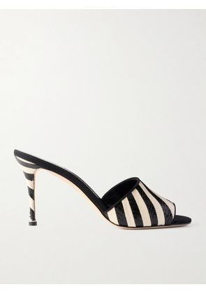 Manolo Blahnik - Larache 90 Striped Elaphe Mules - Black - IT36,IT36.5,IT37,IT37.5,IT38,IT38.5,IT39,IT39.5,IT40,IT40.5,IT41,IT41.5,IT42
