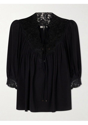 Chloé - Lace-trimmed Organic Silk Crepe De Chine Blouse - Black - FR 34,FR 36,FR 38,FR 40,FR 42,FR 44,FR 46