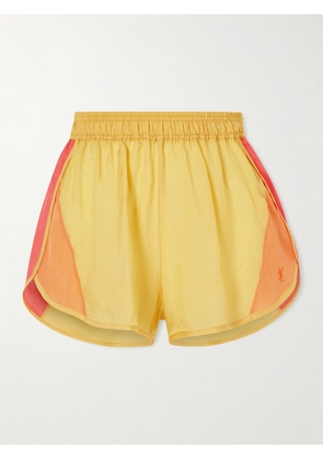 SAINT LAURENT - Color-block Satin Shorts - Yellow - FR 34,FR 40