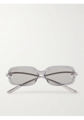BOTTEGA VENETA EYEWEAR - Knot Rectangular-frame Acetate And Silver-tone Sunglasses - Neutrals - One size