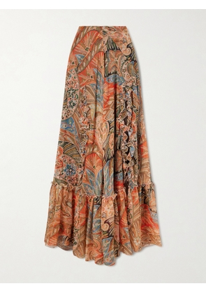 Etro - Printed Silk Maxi Skirt - Orange - IT36,IT38,IT40,IT42,IT44,IT46,IT48