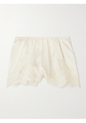 DÔEN - Iona Lace-trimmed Silk-satin Shorts - Cream - xx small,x small,small,medium,large,x large