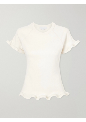 Stella McCartney - Ruffled Cotton-jersey T-shirt - Cream - xx small,x small,small,medium,large,x large