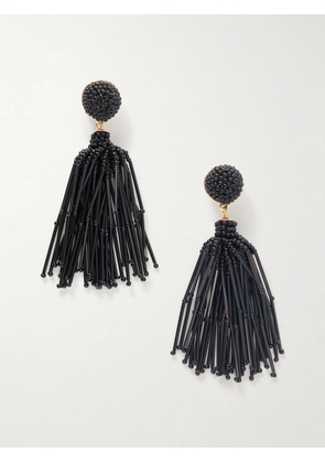 Carolina Herrera - Tasseled Beaded Gold-tone Earrings - Black - One size