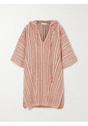 Chloé - Hooded Cable-knit Wool-blend Poncho - Neutrals - x small,small,medium,large