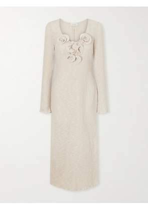 Magda Butrym - Beach Floral-appliquéd Lyocell-blend Midi Dress - Neutrals - FR 34,FR 36,FR 38,FR 40