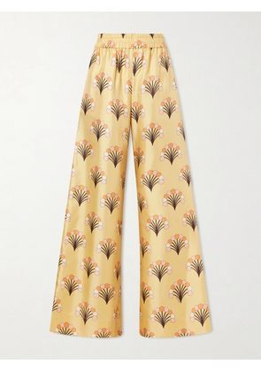 La DoubleJ - Palazzo Printed Silk-twill Wide-leg Pants - Gold - xx small,x small,small,medium,large,x large,xx large