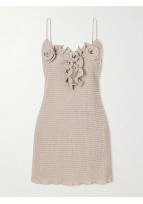 Magda Butrym - Floral-appliquéd Crepe Mini Dress - Brown - FR 34,FR 36,FR 38,FR 40