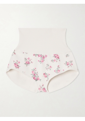 Magda Butrym - Ribbed Floral-print Cotton Shorts - Pink - FR 34,FR 36,FR 38,FR 40