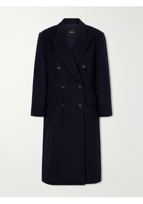 Theory - Double-breasted Wool-blend Coat - Blue - x small,medium
