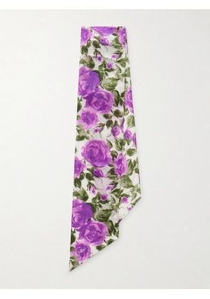 Chloé - Floral-print Silk-georgette Scarf - Purple - One size