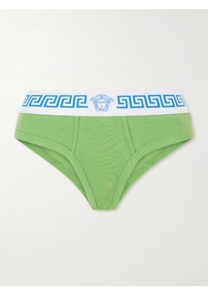 Versace - Ribbed Cotton-blend Jersey Briefs - Green - 1,2,3,4,5