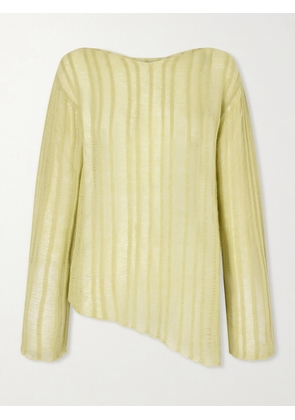 The Elder Statesman - Nimbus Lola Asymmetric Cashmere And Cotton-blend Sweater - Green - x small,small,medium,large