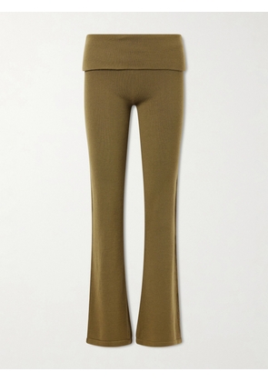 The Elder Statesman - Flared Cashmere Pants - Green - x small,small,medium,large,x large