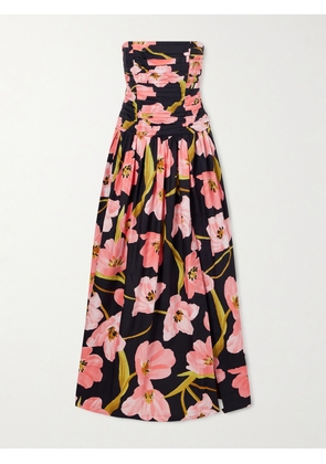 Cara Cara - Montreal Strapless Pleated Floral-print Cotton-poplin Maxi Dress - Multi - US0,US2,US4,US6,US8,US10