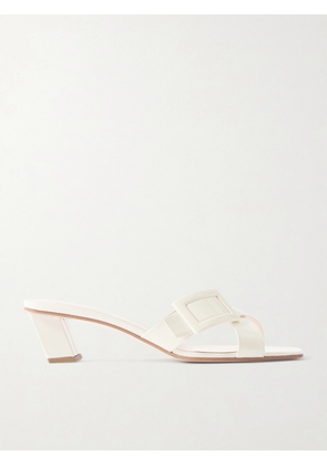 Roger Vivier - Buckled Patent-leather Mules - Off-white - IT36,IT36.5,IT37,IT37.5,IT38,IT38.5,IT39,IT39.5,IT40,IT40.5,IT41,IT41.5,IT42