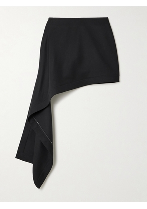 LOEWE - Asymmetric Wool-twill Mini Skirt - Black - FR 32,FR 34,FR 36,FR 38,FR 40,FR 42