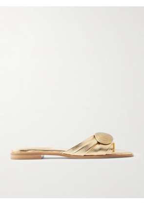 SIMKHAI - Gigi Embellished Metallic Leather Slides - Gold - IT36,IT37,IT38,IT39,IT40,IT41