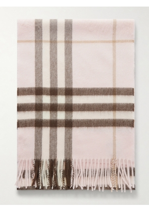 Burberry - Fringed Checked Cashmere Scarf - Pink - One size