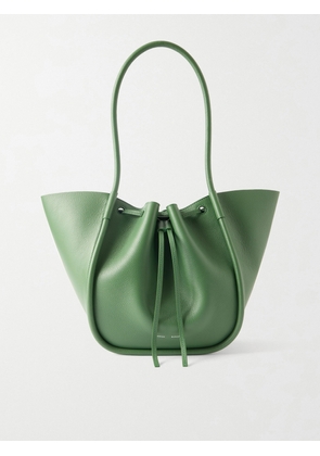 Proenza Schouler - Large Ruched Textured-leather Tote - Green - One size