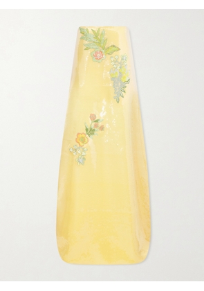 Dima Ayad - Strapless Embroidered Sequined Organza Gown - Yellow - XS,S,M,L